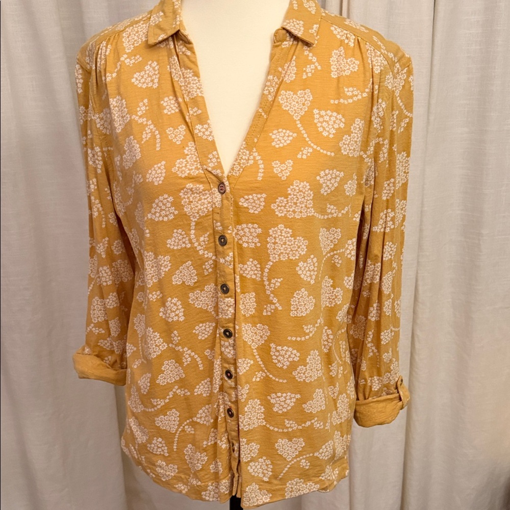 Floral Button-Up Mustard Top UK WhiteStuff brand